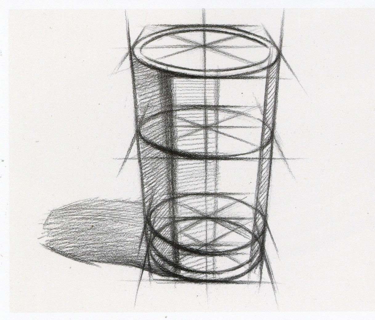 素描圆柱体玻璃杯怎么画 素描静物玻璃杯结构画法教案
