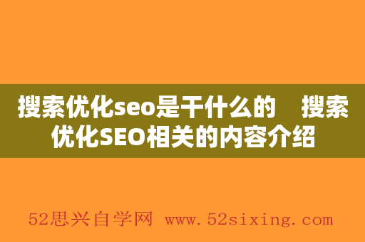 搜索优化seo是干什么的　搜索优化SEO相关的内容介绍